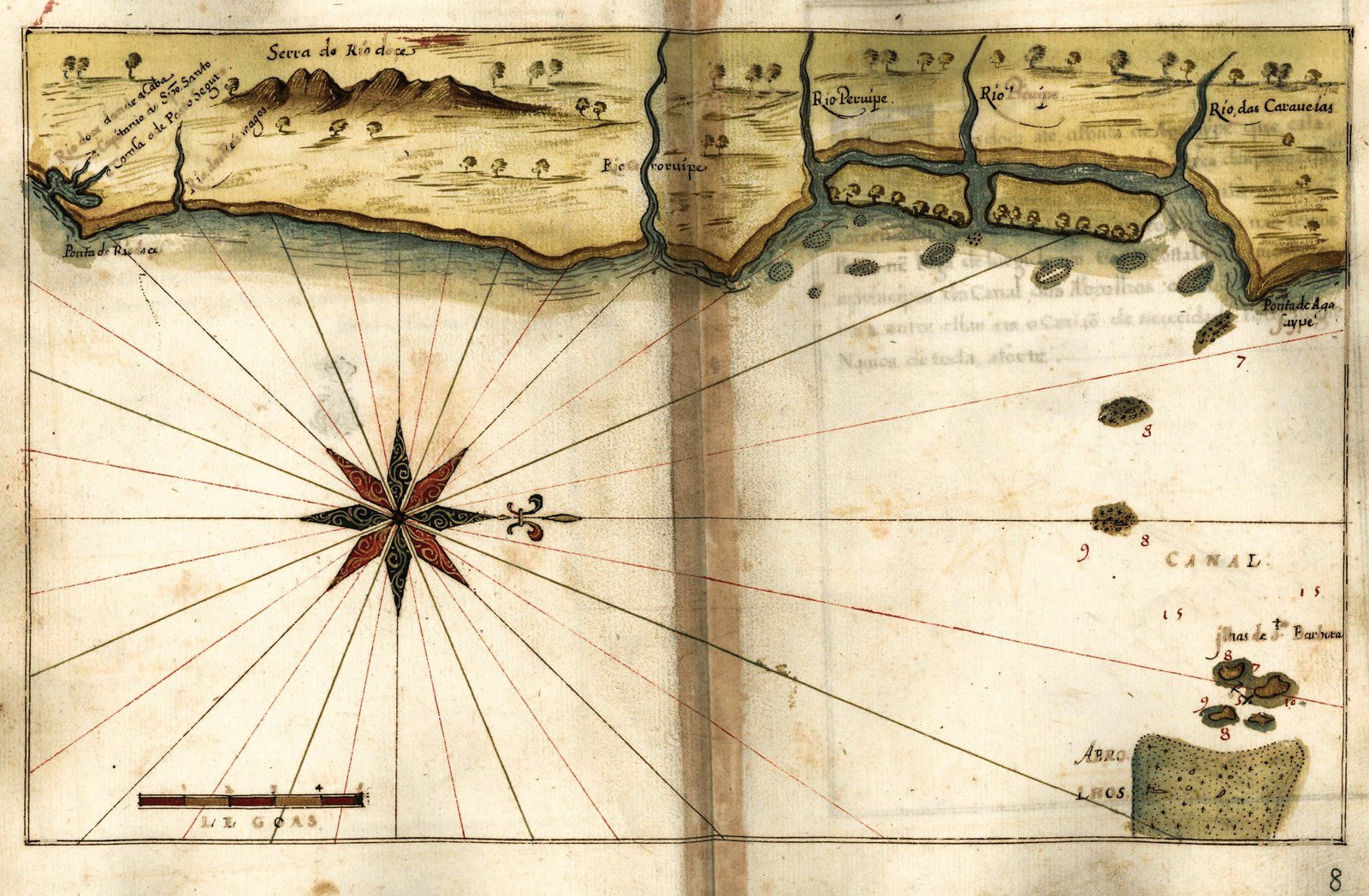 spiritosancto-1642-[Mapa da costa do brasil entre a Ponta do Rio Doce e a Ponta de Aguasuipe] – Mapa